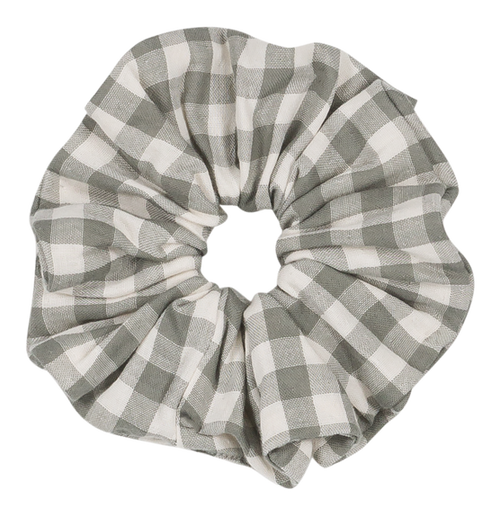 Gigi Scrunchie Green Grey Gingham