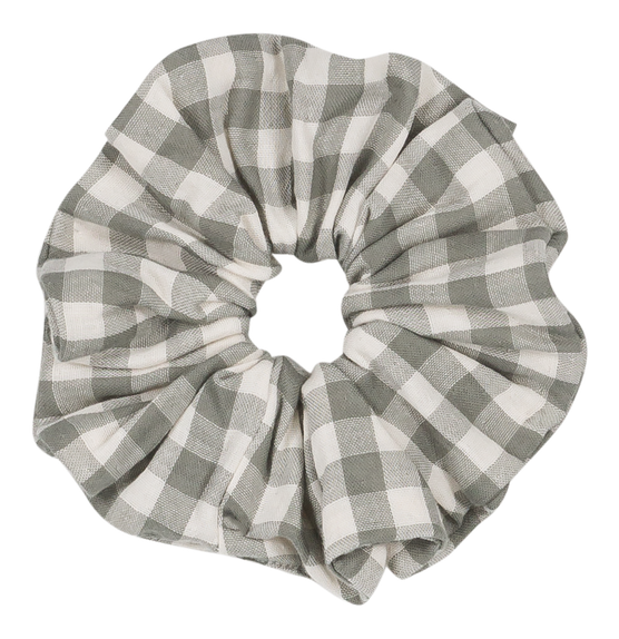 Gigi Scrunchie Green Grey Gingham