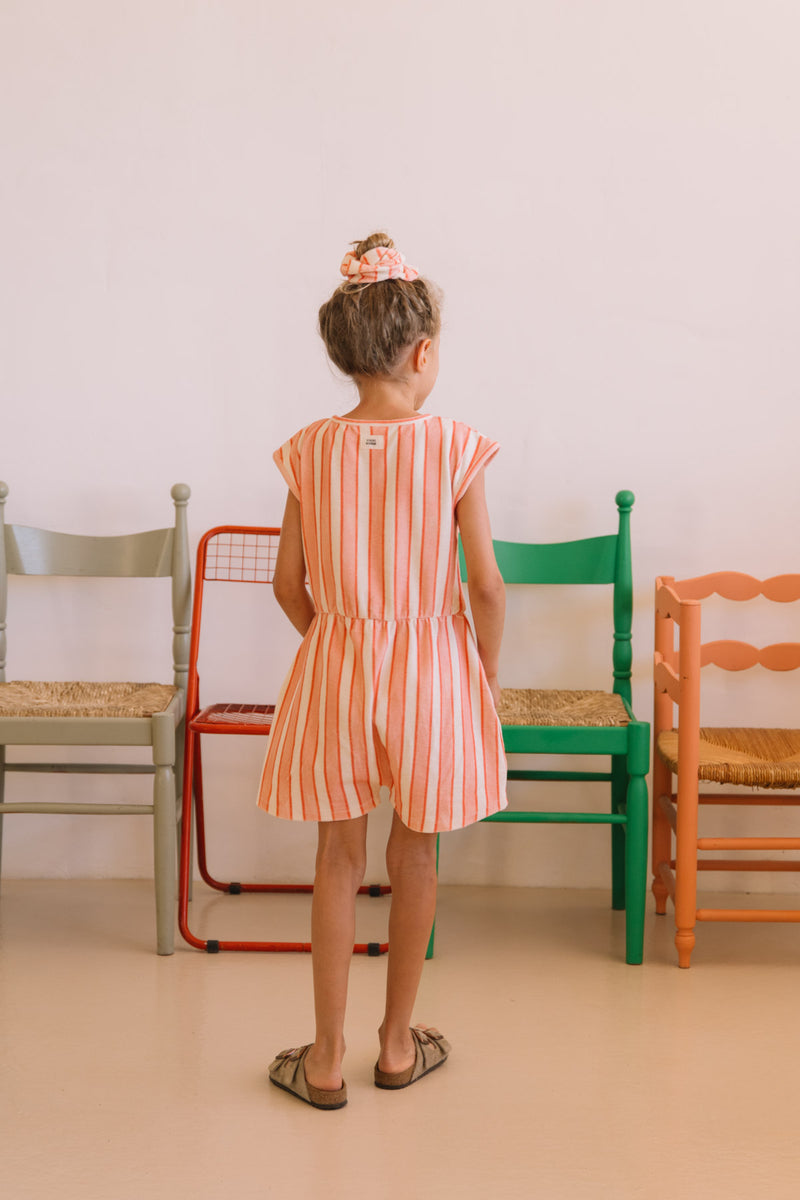Combishort Loulou Rayures Rose Rouge