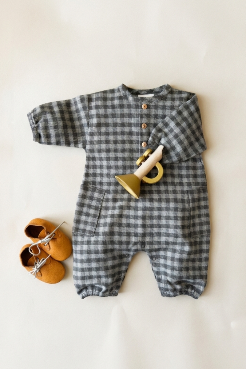 Jumpsuit Big Papi Flannel Grey Gingham