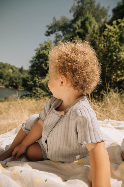 Combishort Aimé Rib Bleu Silver