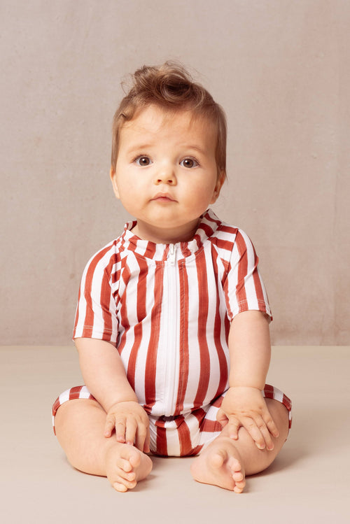 Playsuit Lulu UV Protection Brick Red Stripes 