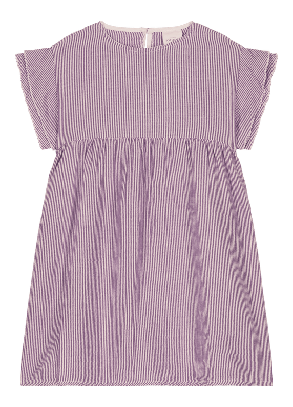 Studio Boheme Paris robe Cousine gaze de coton biologique rayures violettes