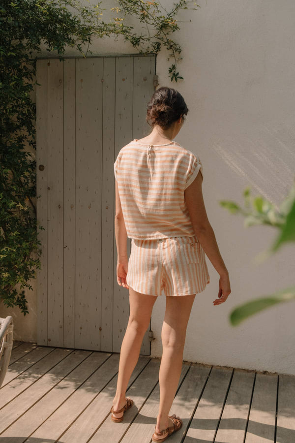 Shorts Woman Georgette Pink stripes