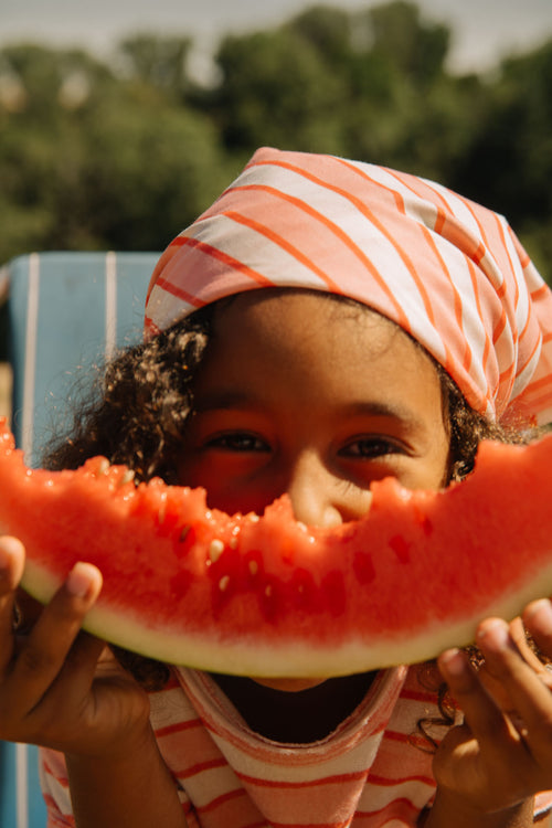Foulard Linon Rayures Rose Rouge