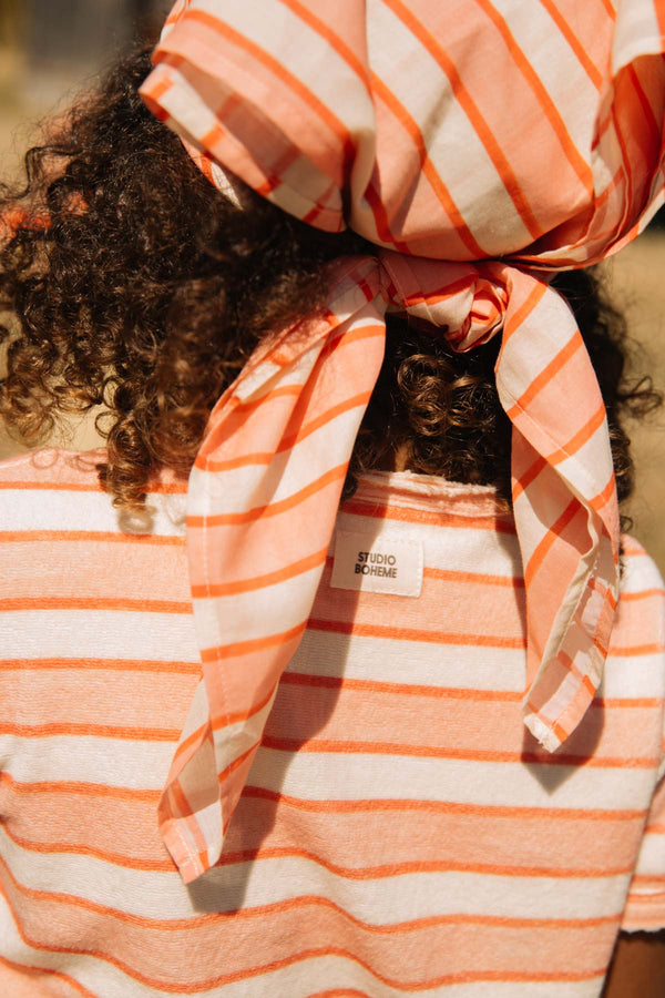 Foulard Linon Rayures Rose Rouge