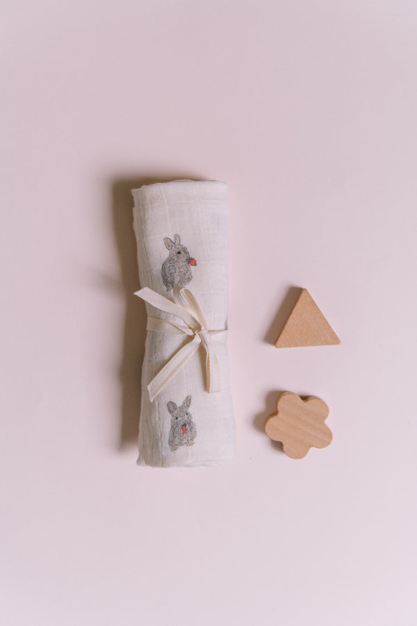 Small Swaddle Doudou Ecru Rabbits