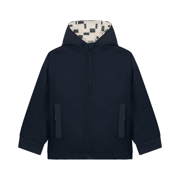 Manteau Frio Rain Blue nights Ecru carrés