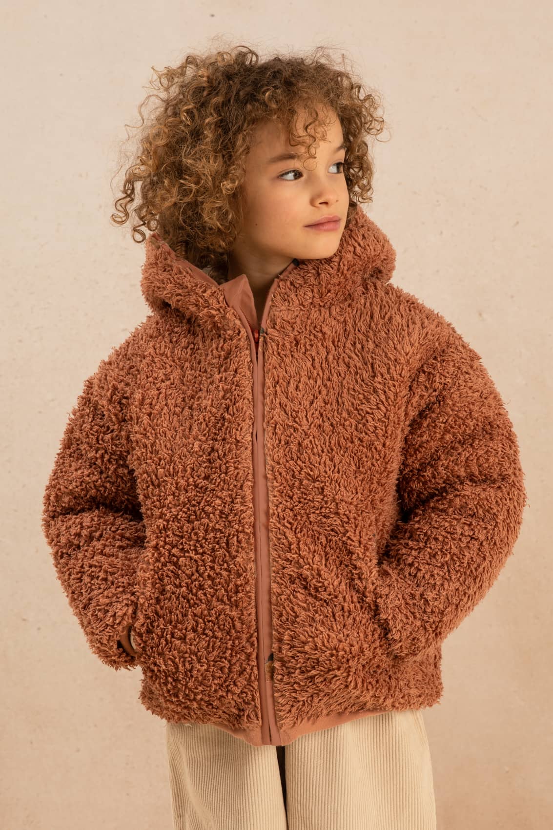 Coat for baby and kids sheepskin effect Old Pink Studio Boheme