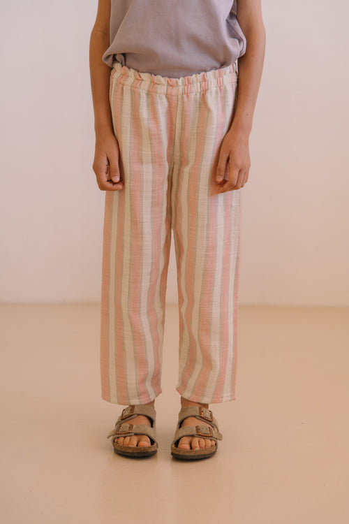 Pantalon Cousin Rayures Fraise Pistache