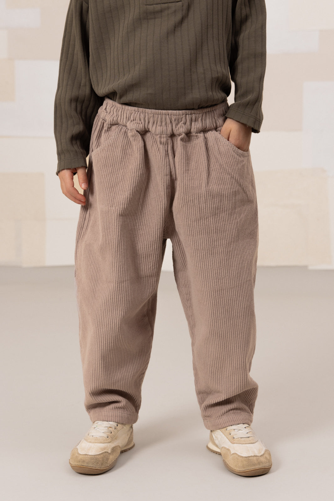 Pantalon Carrot Velours Côtelé Mauve pâle Studio Boheme