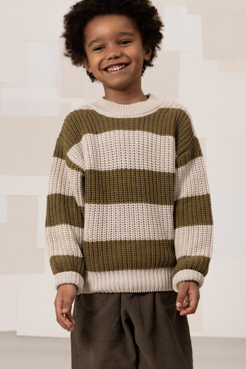 Pull Marcelo gris clair et Olive