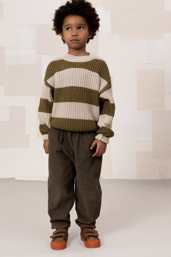 Pull Marcelo gris clair et Olive