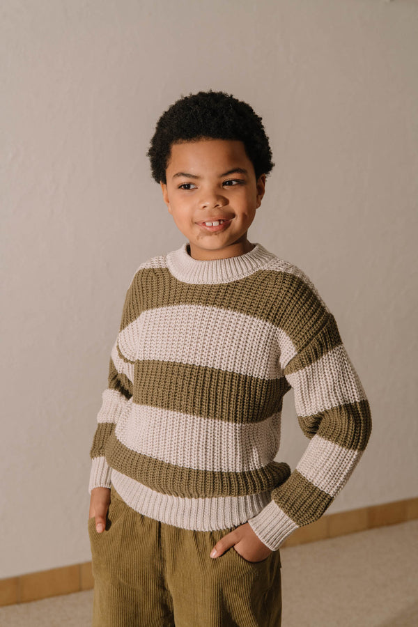 Pull Marcelo gris clair et Olive