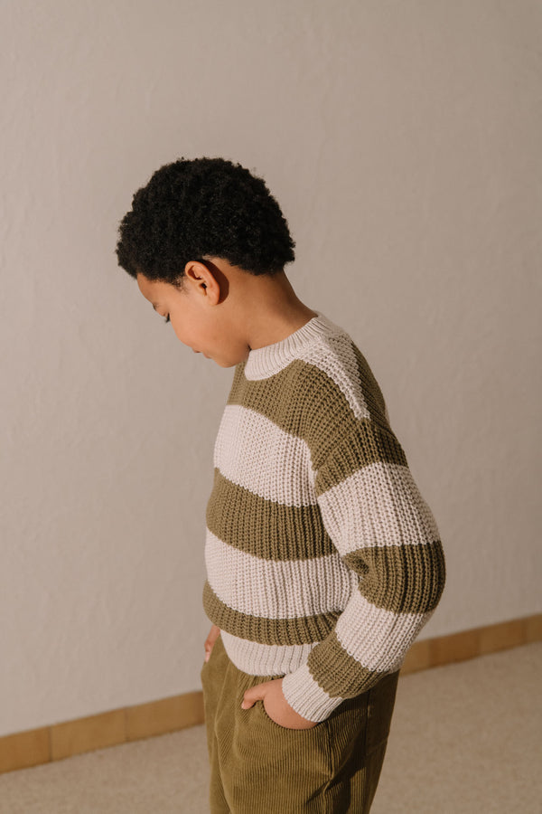 Pull Marcelo gris clair et Olive