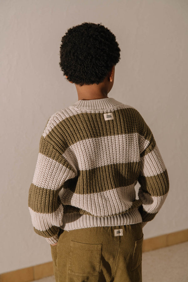 Pull Marcelo gris clair et Olive