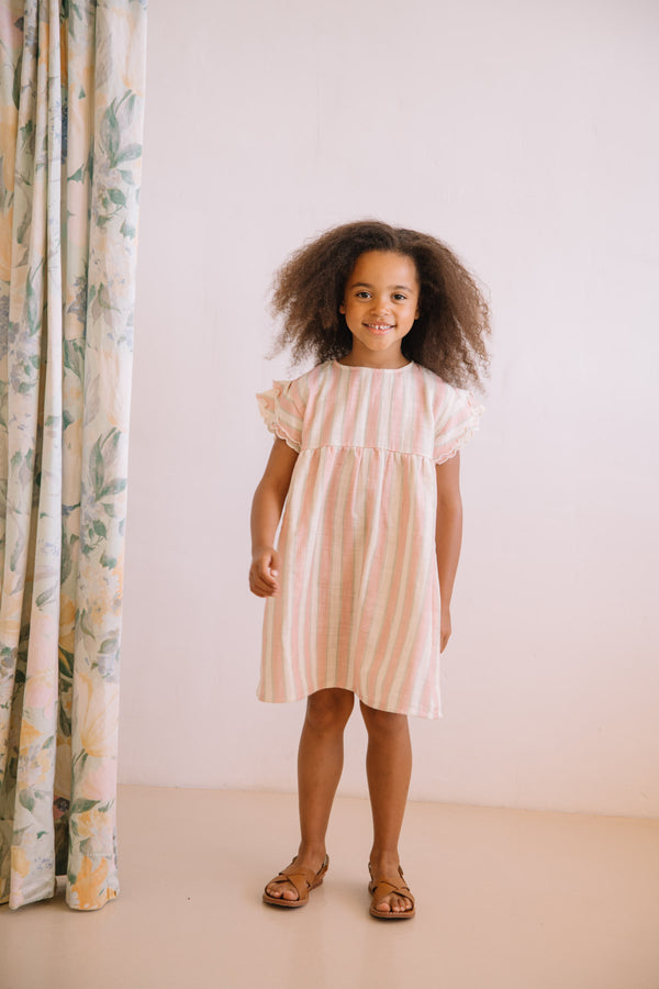 Robe Cousine Rayures Fraise Pistache