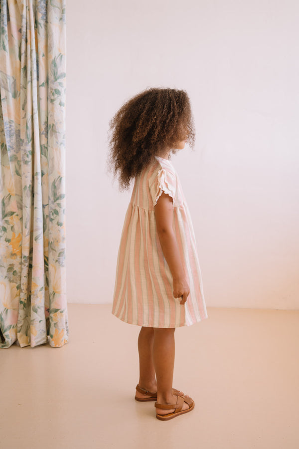 Robe Cousine Rayures Fraise Pistache