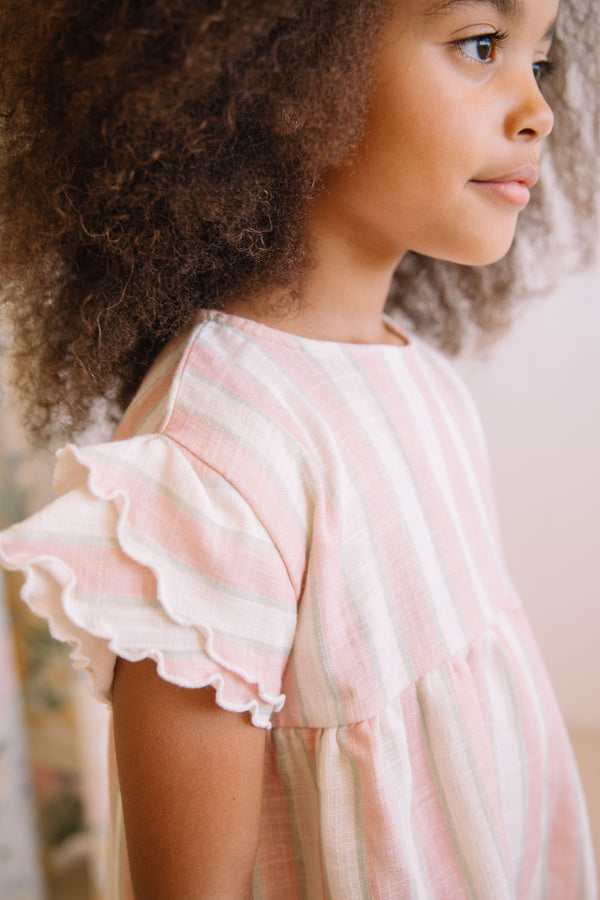 Robe Cousine Rayures Fraise Pistache