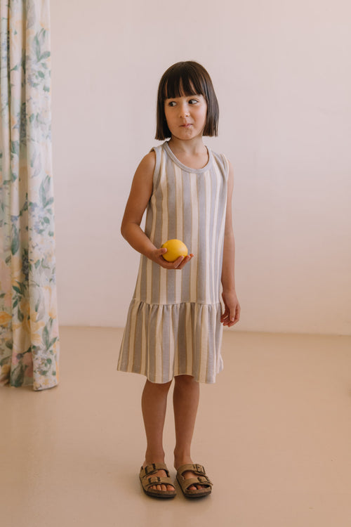 Robe Playa Terry Rayures Bleu Gold