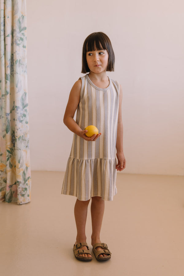 Robe Playa Terry Rayures Bleu Gold