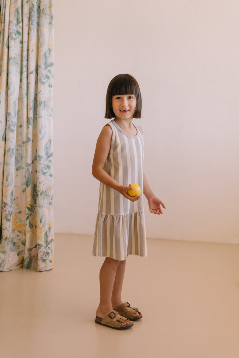 Robe Playa Terry Rayures Bleu Gold