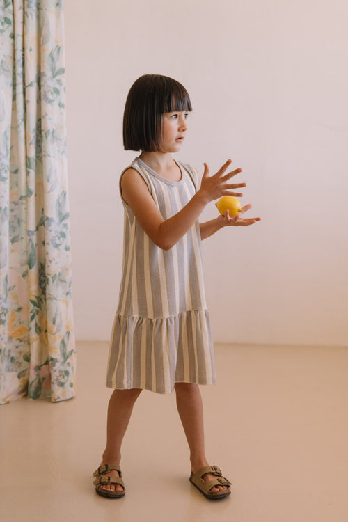 Robe Playa Terry Rayures Bleu Gold