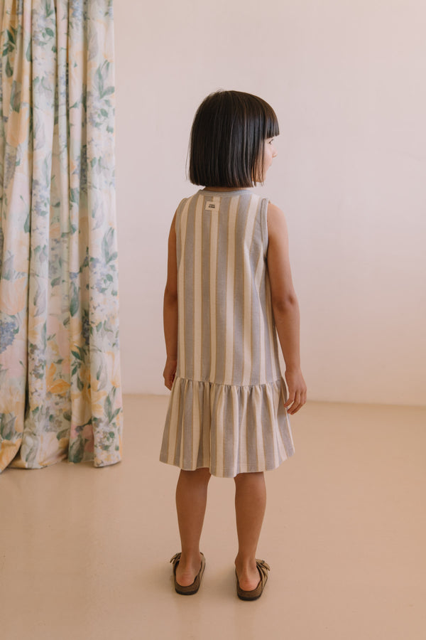 Robe Playa Terry Rayures Bleu Gold