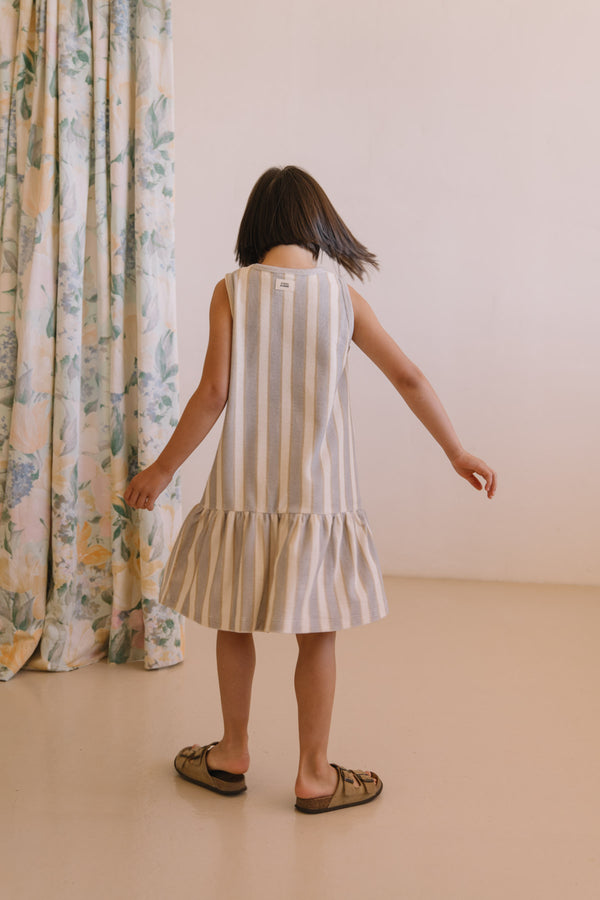 Robe Playa Terry Rayures Bleu Gold