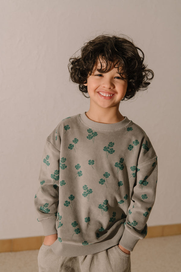 Sweat-shirt Bart Velvet gris trèfles