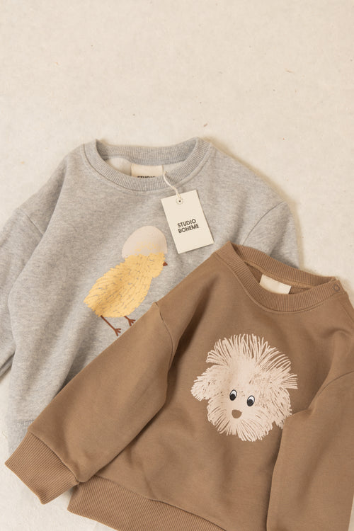 Sweat-shirt Bart Gris chiné poussin