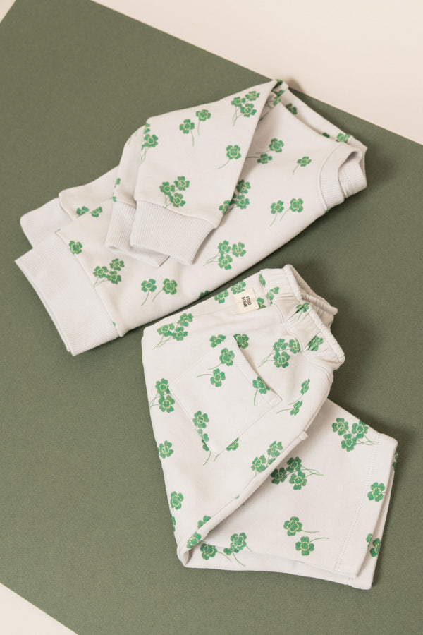 Pantalon Carrot Molleton Gris trèfles