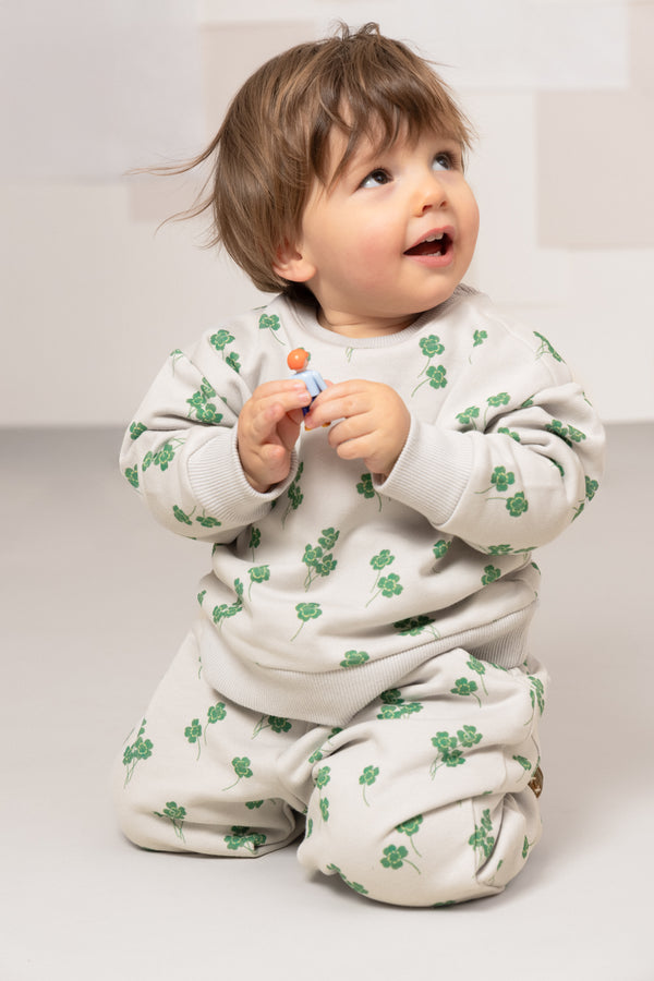 Pantalon Carrot Molleton Gris trèfles