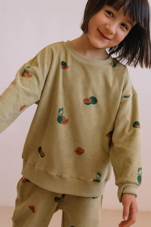Sweatshirt Bart Terry Golden Green Watermelon
