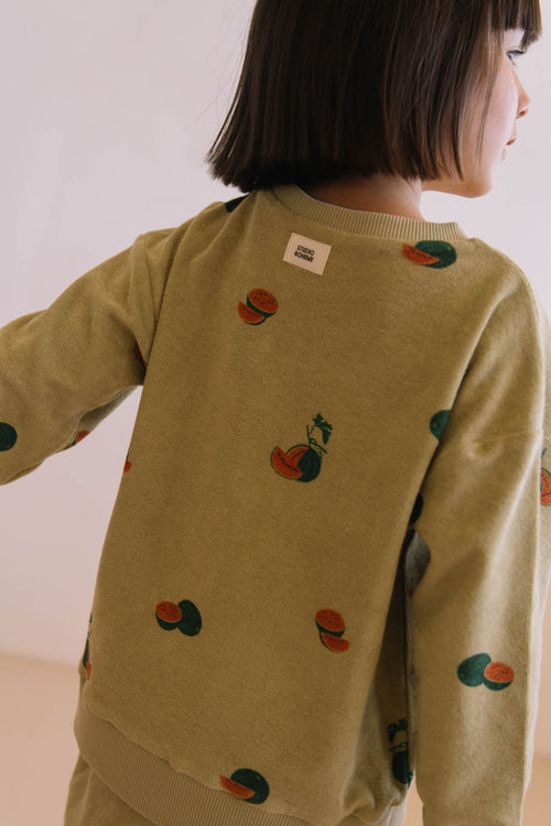 Sweatshirt Bart Terry Golden Green Watermelon