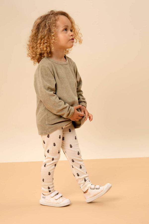 Legging imprimé lavande Rom Pom tout doux en coton petit look printanier pour les enfants