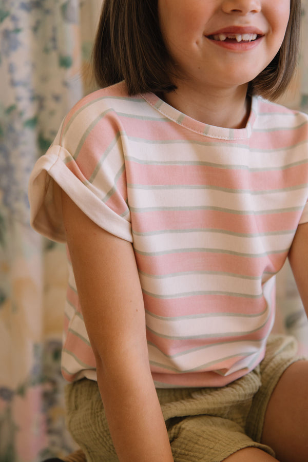 T-shirt Bama Rayures Fraise Pistache