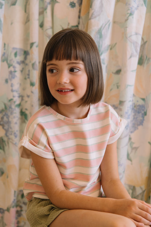 T-shirt Bama Rayures Fraise Pistache