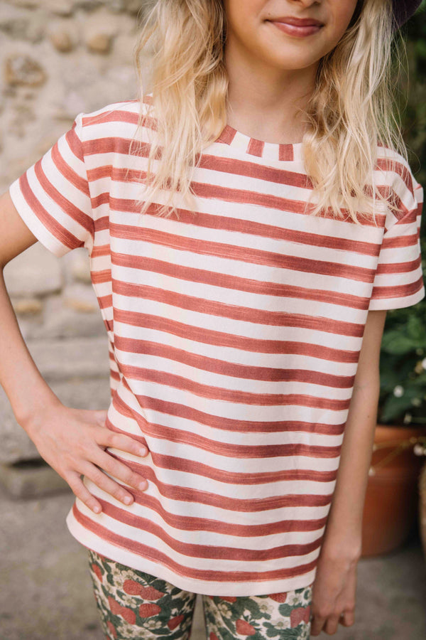 T-shirt Jersey Essential Red brick stripes