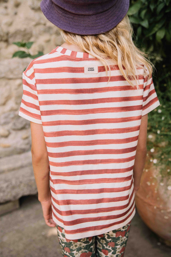 T-shirt Jersey Essential Red brick stripes