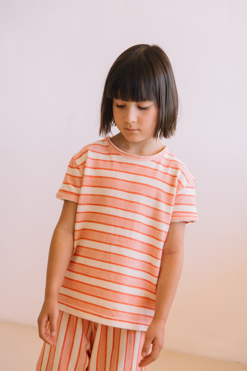 T-shirt Essential Terry Pink Red stripes