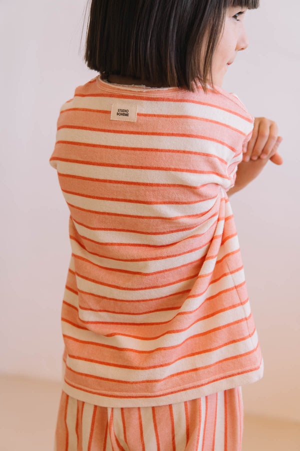 T-shirt Essential Terry Pink Red stripes