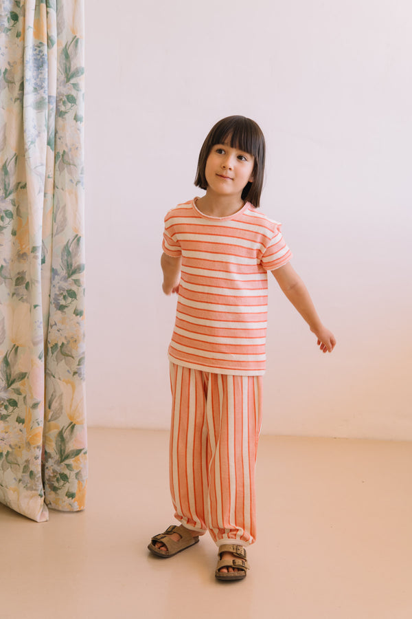 T-shirt Essential Terry Pink Red stripes