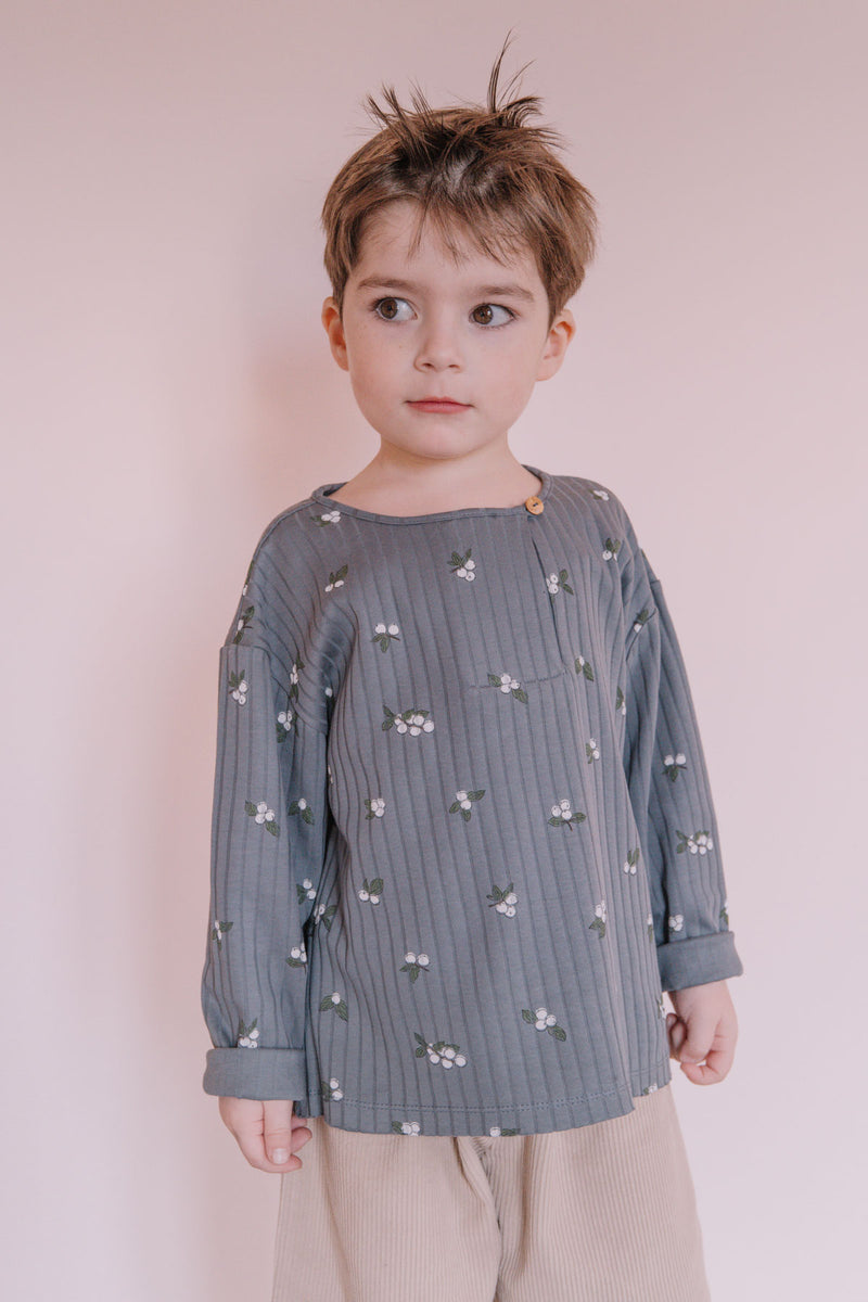 T-shirt Orso Rib ML Bleu Cendre Gui
