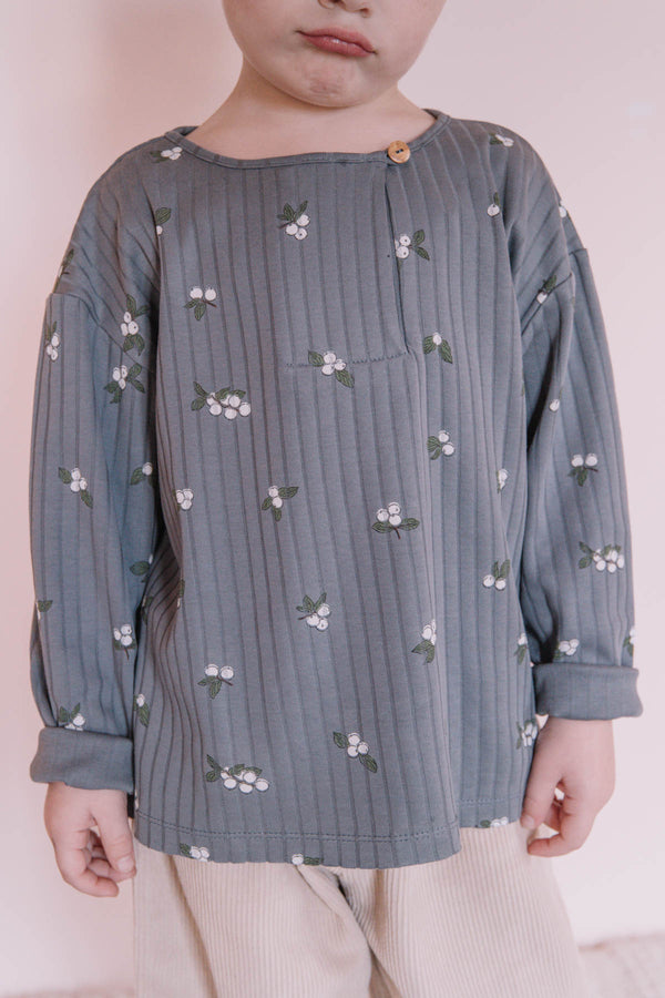T-shirt Orso Rib ML Bleu Cendre Gui