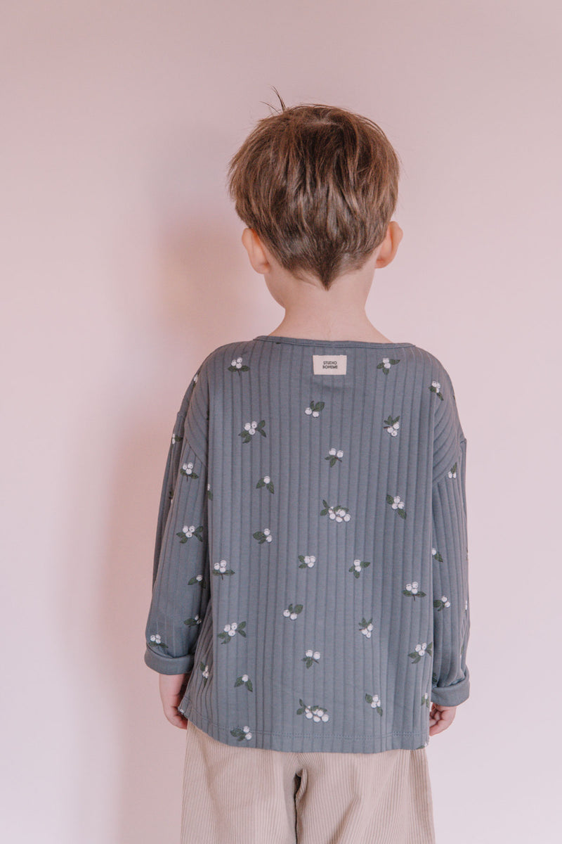 T-shirt Orso Rib ML Bleu Cendre Gui