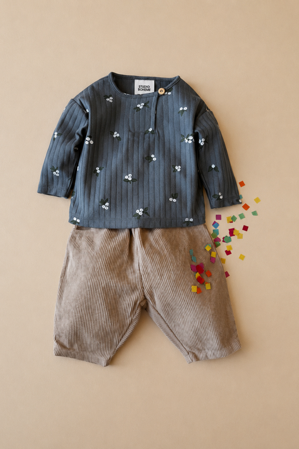 T-shirt Orso Rib ML Bleu Cendre Gui