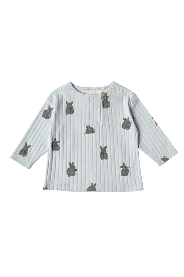 T-shirt Orso Rib ML Ice Blue Lapins