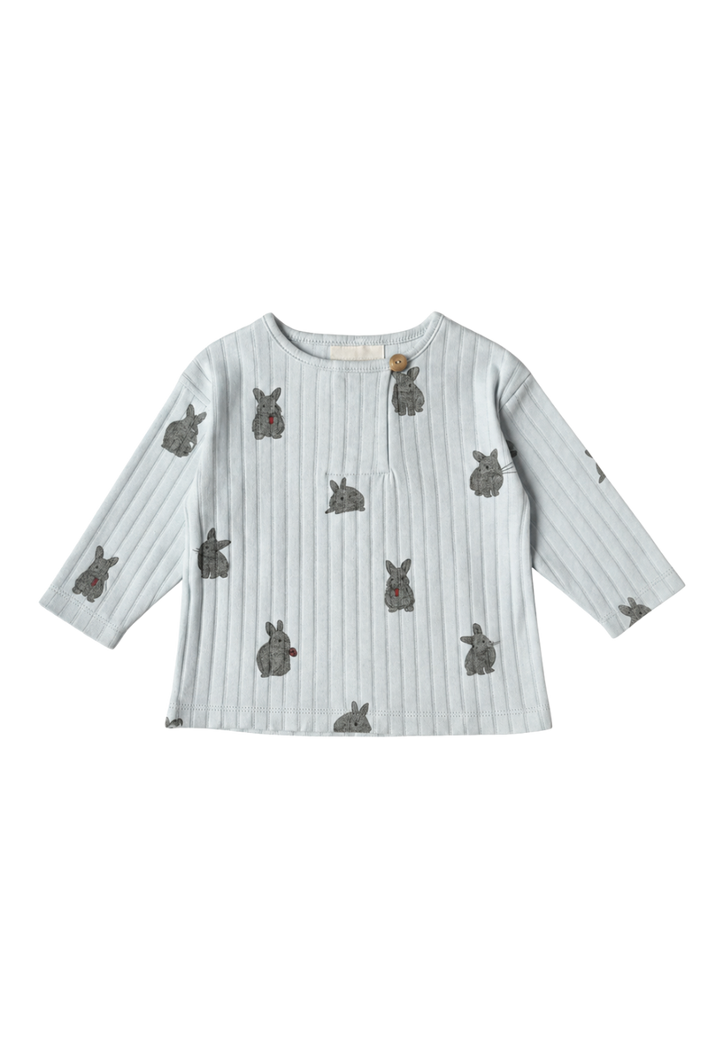 T-shirt Orso Rib ML Ice Blue Lapins