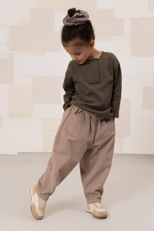 Tshirt Orso Rib dark taupe